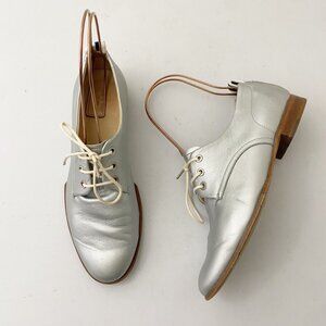 Rag & Bone Audrey Oxford Shoes Silver Metallic